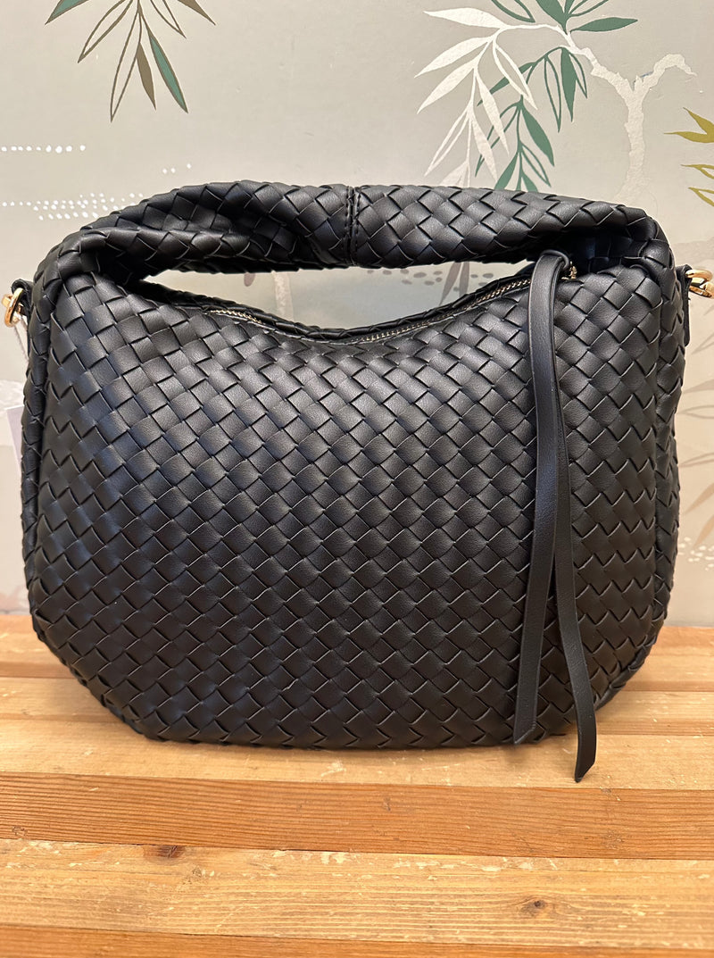 Hailey Woven Handbag Black