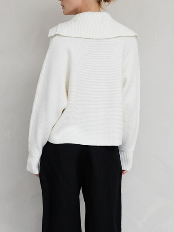 Simone Collared Sweater White