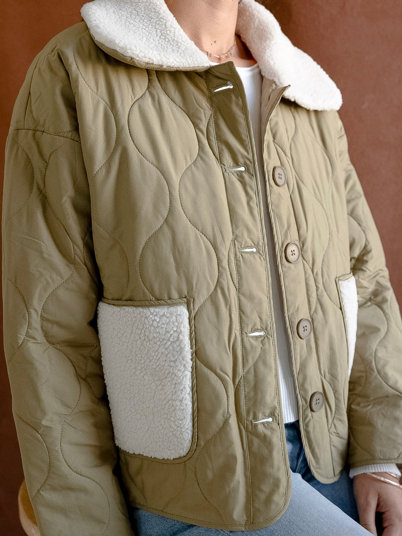 Olive Sherpa Jacket