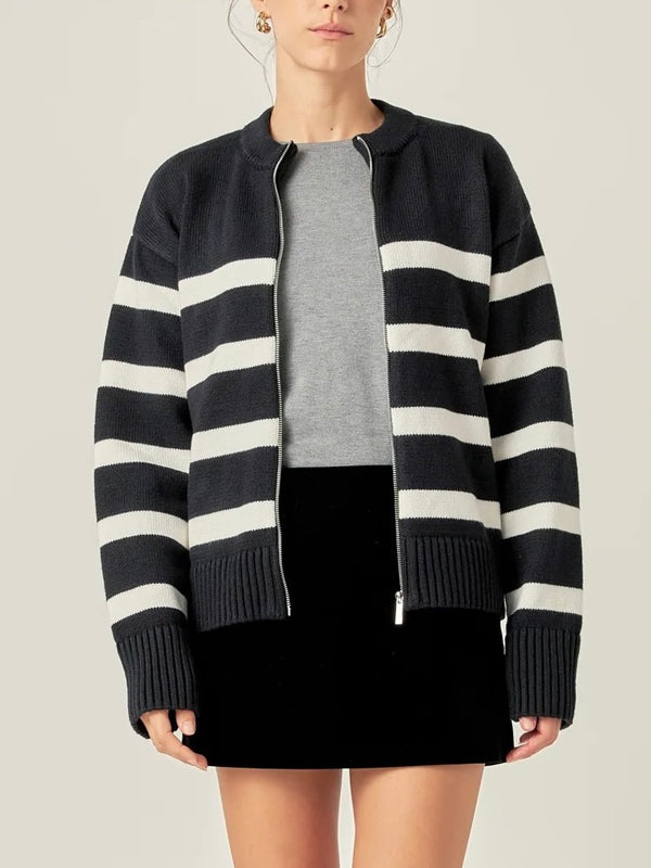 Stripe Zip Sweater