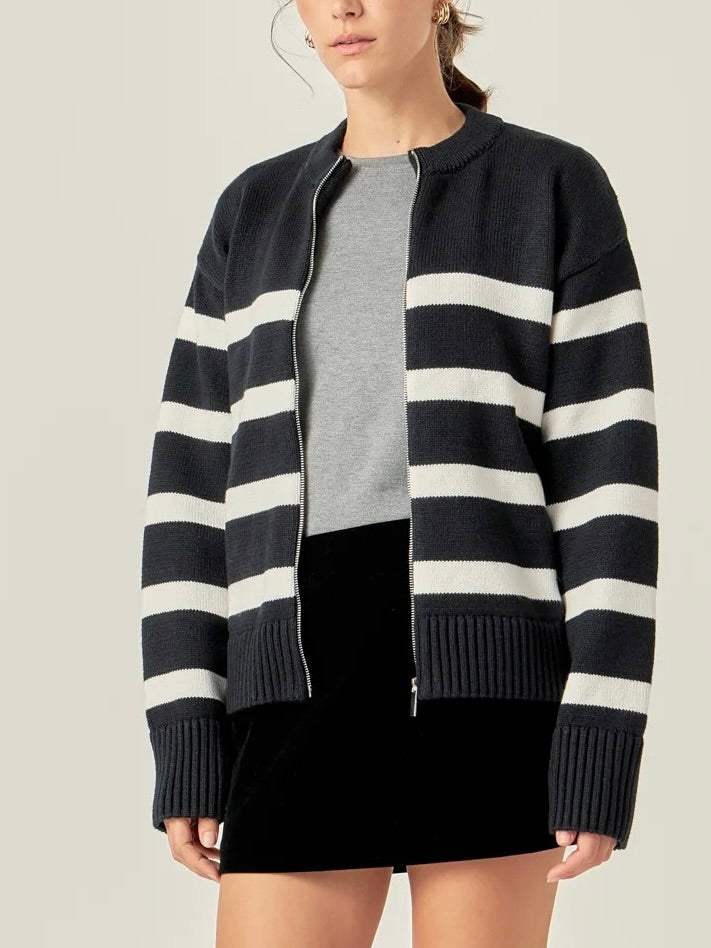 Stripe Zip Sweater