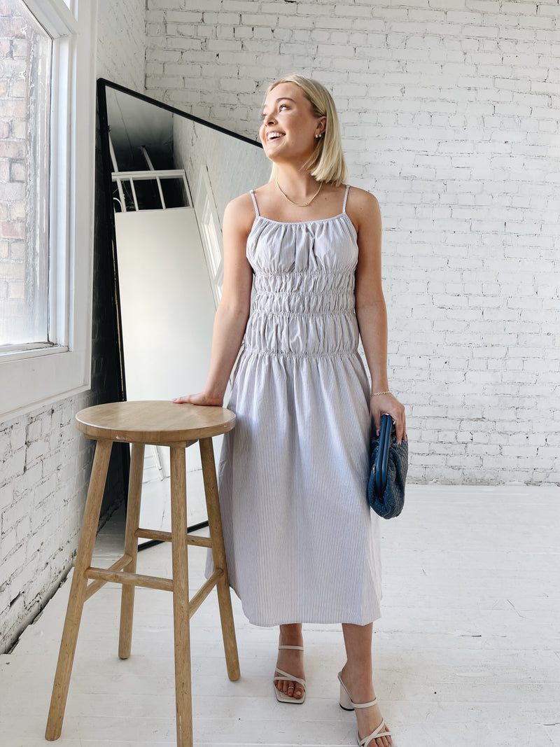 Smocked Stripe Midi