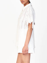 Mirth Harbour Blouse in White Vine Eyelet