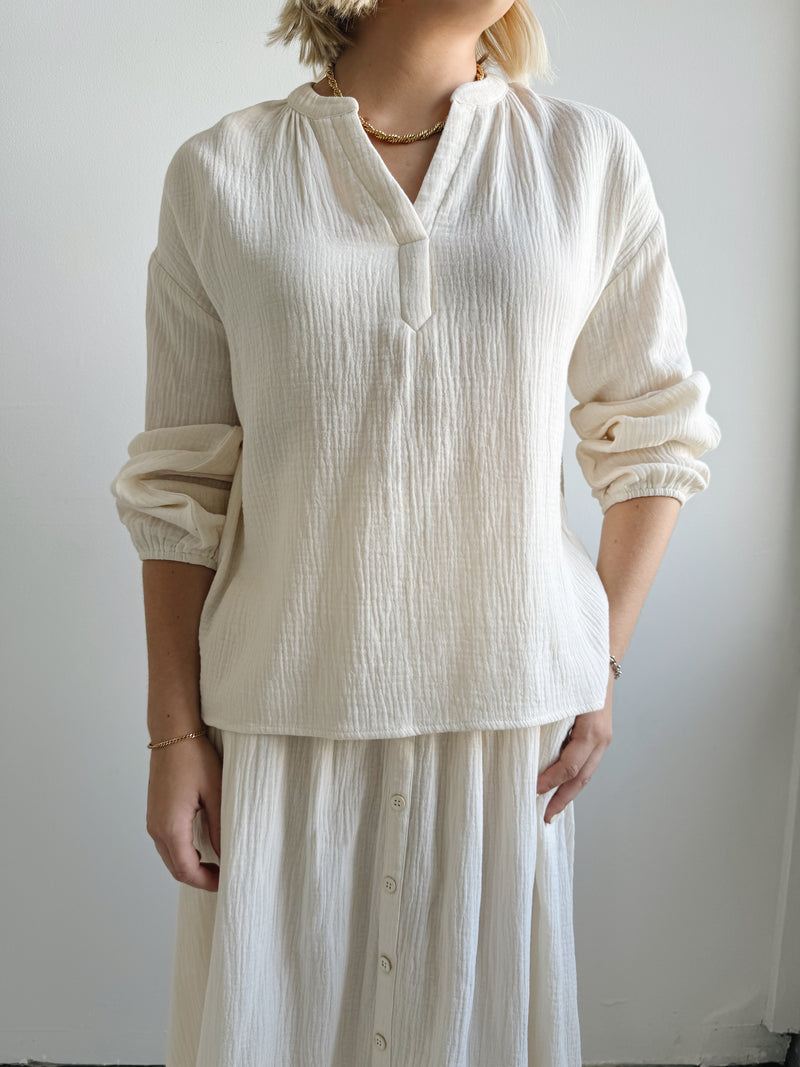 Zoe Peasant Blouse - Ivory