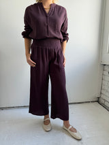 Zoe Smocked Pant - Plum