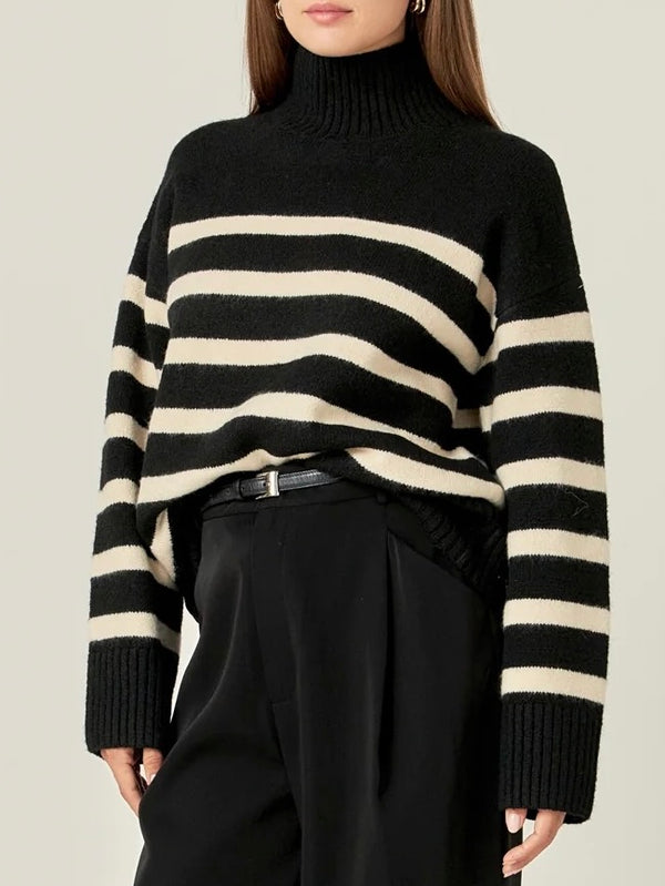 Stripe Turtle Neck Sweater