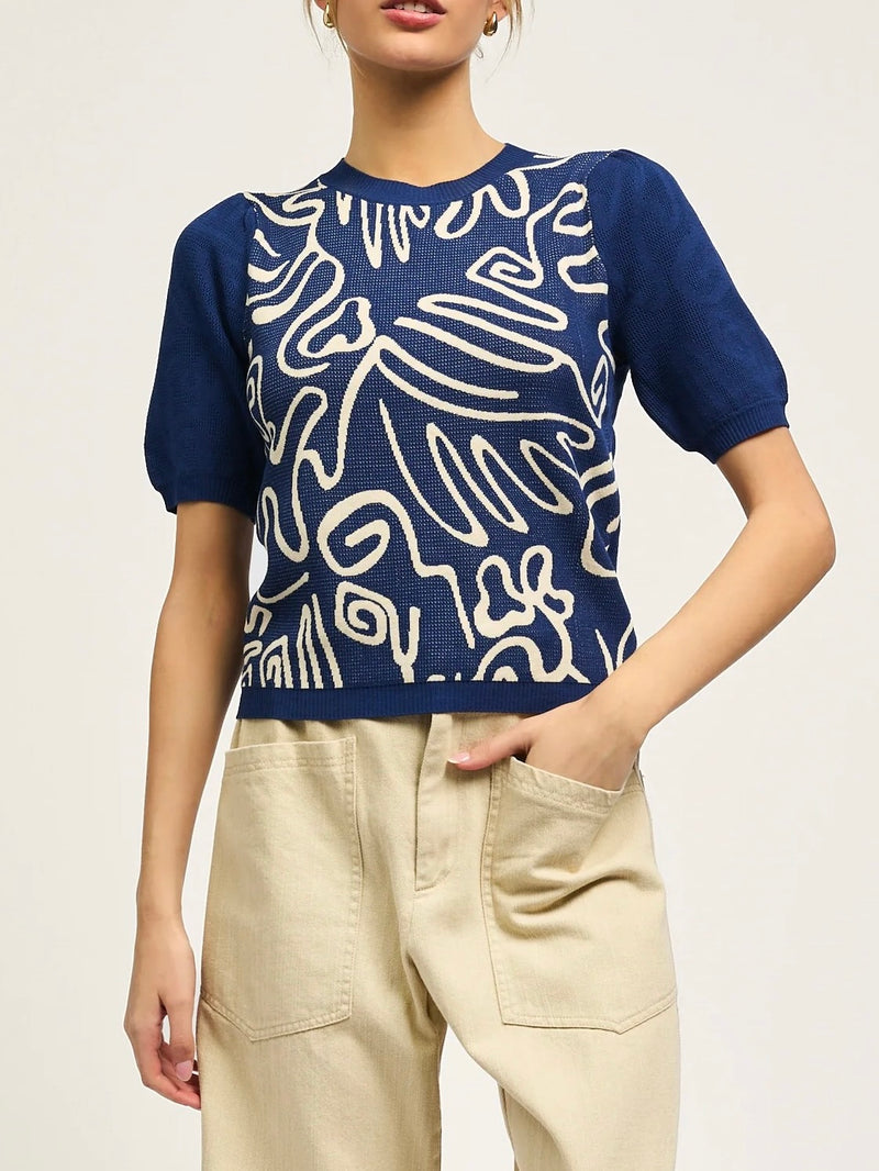 Abstract Blue Sweater