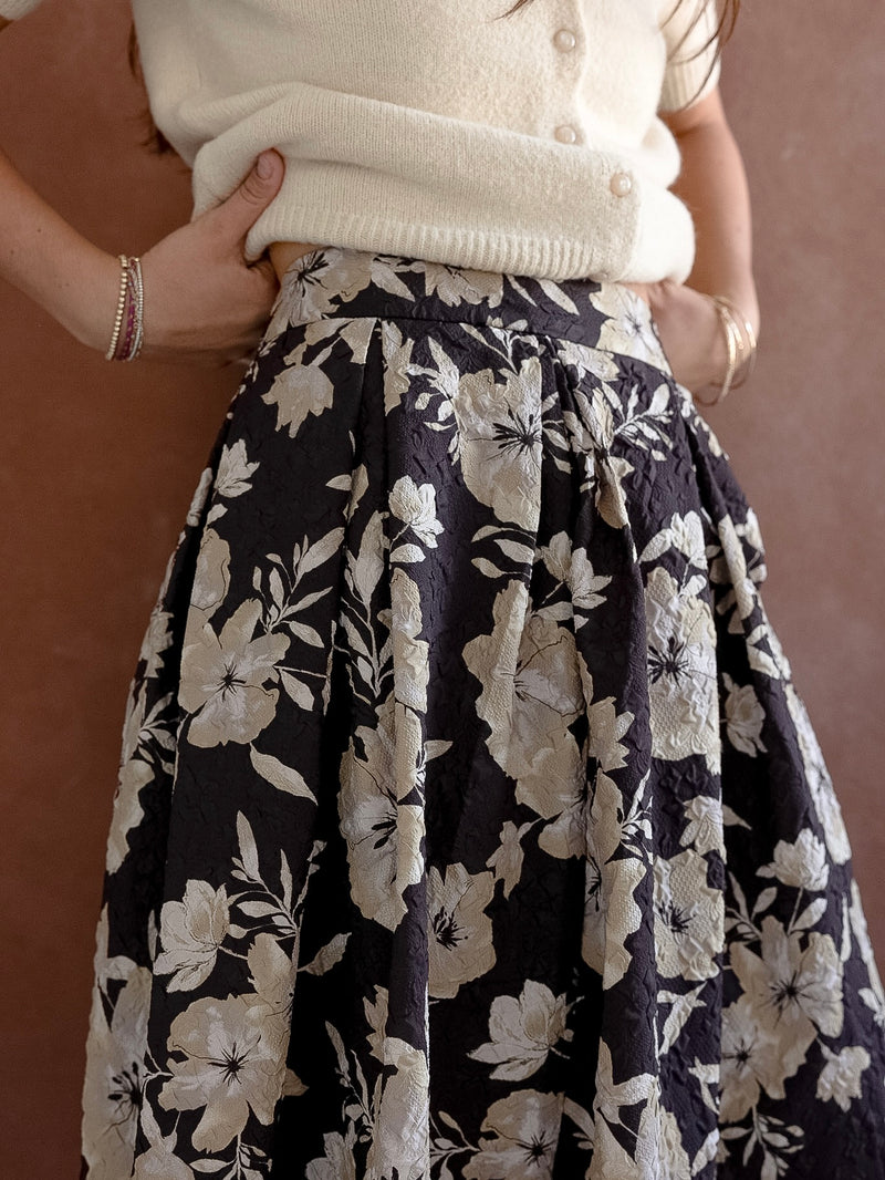 Lila Floral Midi Skirt