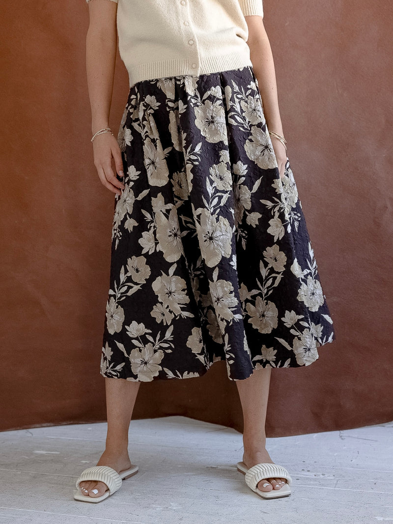 Lila Floral Midi Skirt