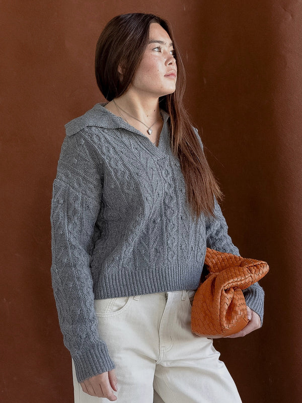 Grey Wide Cable Knit