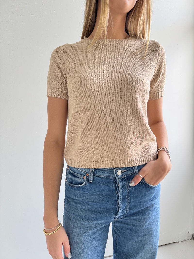 Lelia Short Sleeve Knit- Taupe