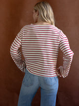 Shelly Striped Top Red