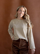 Shelly Striped Top Brown