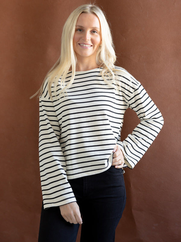 Shelly Striped Top Black