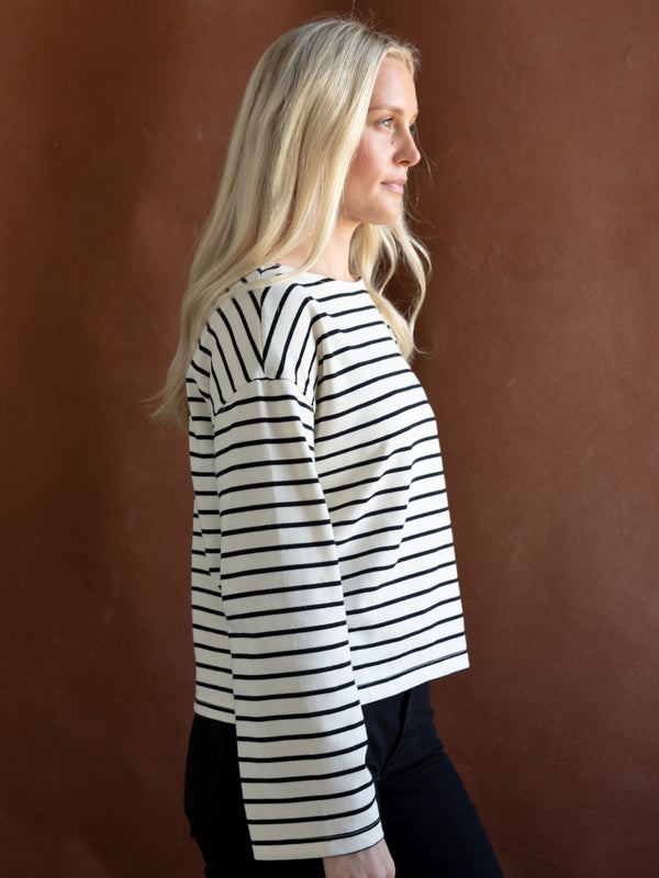 Shelly Striped Top Black