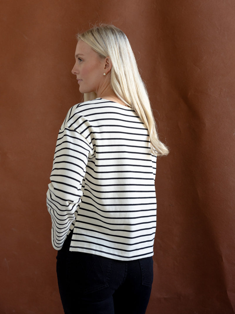 Shelly Striped Top Black