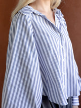 Striped Balloon Sleeve Blouse