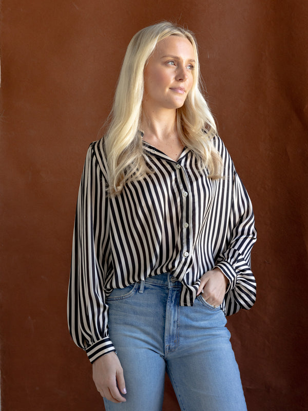 Vivian Black Stripe Blouse