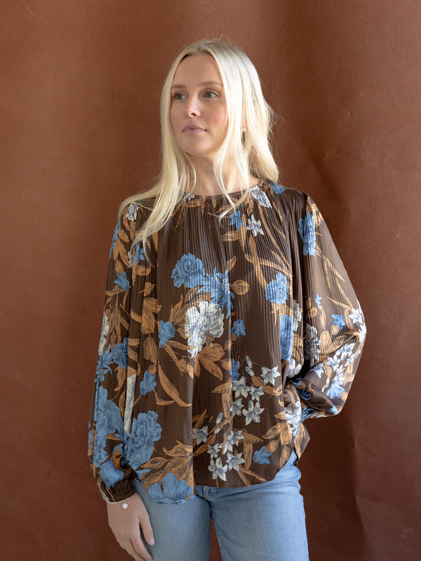 Nancy Pleated Floral Blouse