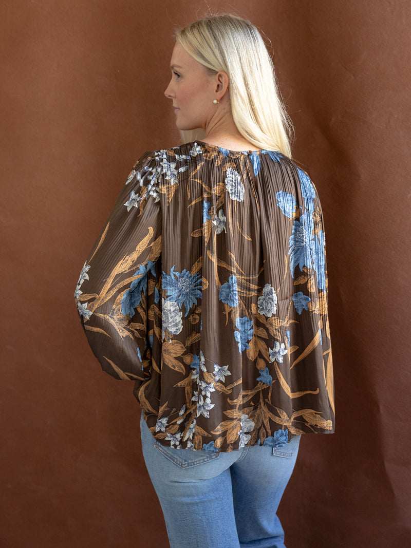 Nancy Pleated Floral Blouse