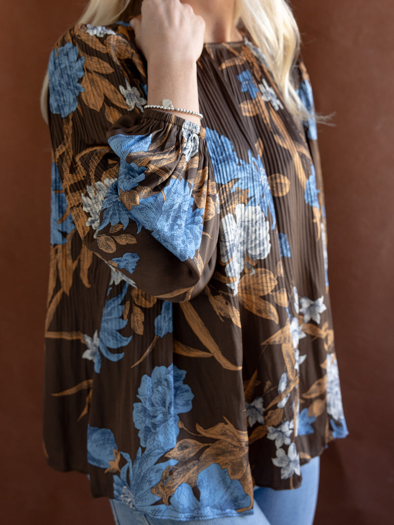 Nancy Pleated Floral Blouse