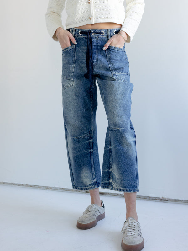 Drawstring Barrel Jeans