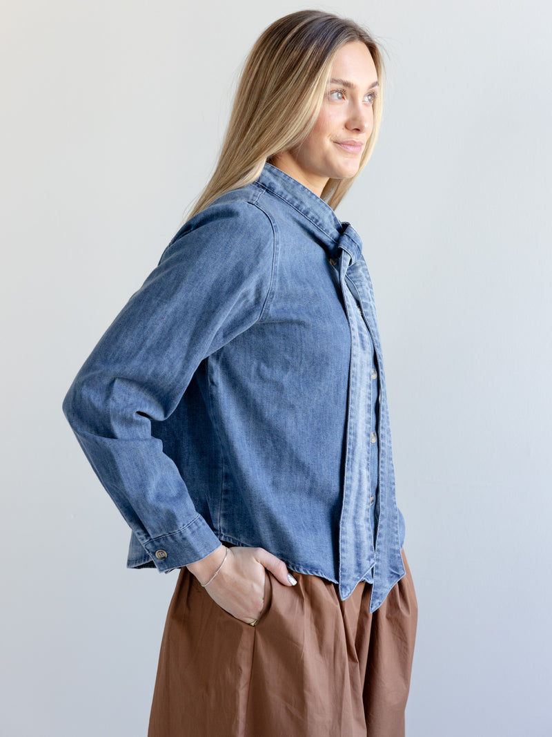 Daphne Denim Bow Blouse