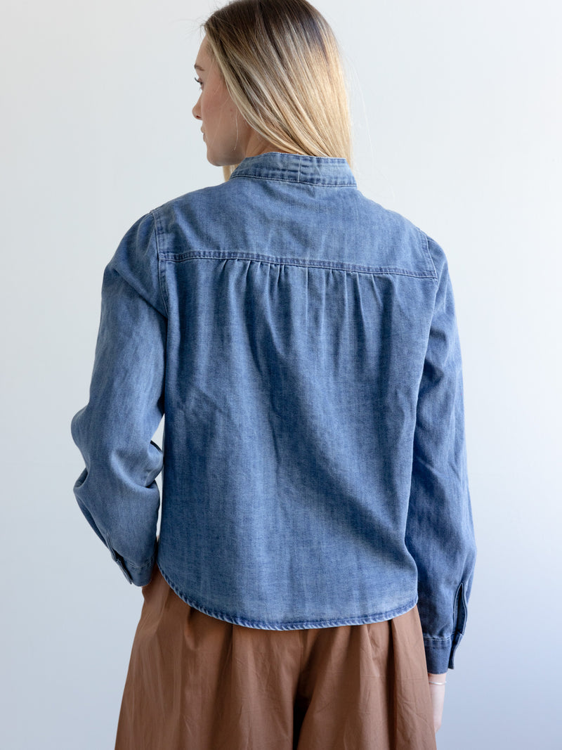 Daphne Denim Bow Blouse