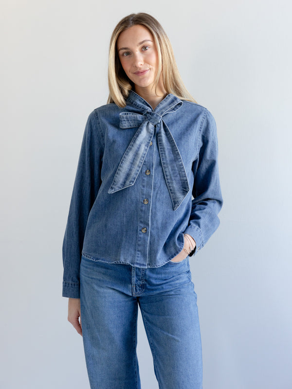 Daphne Denim Bow Blouse