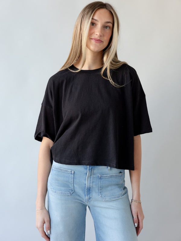 Colby Linen Tee - Black