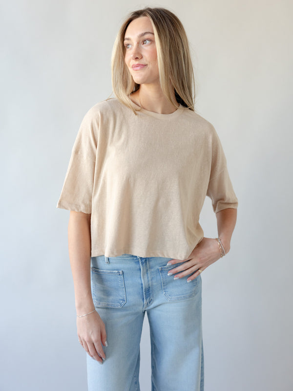 Colby Linen Tee - Sand