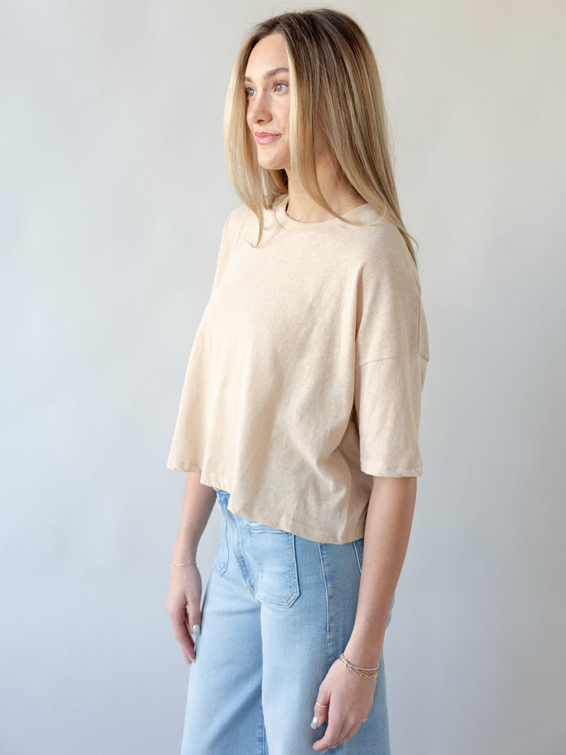 Colby Linen Tee - Sand