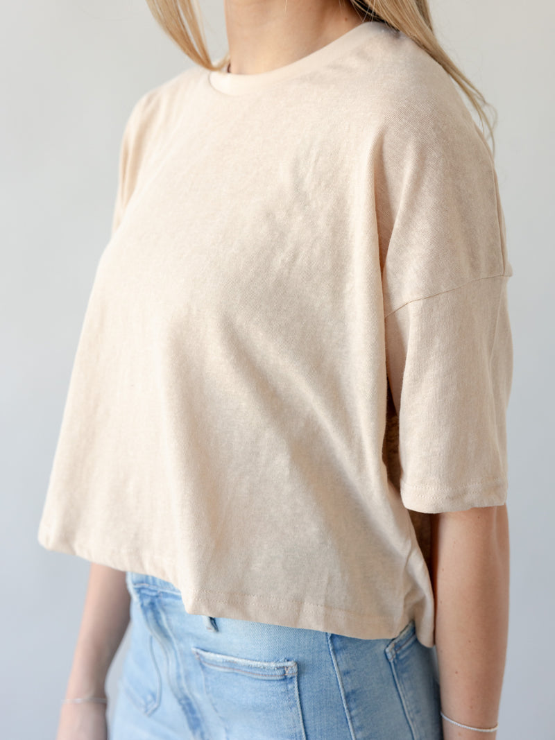 Colby Linen Tee - Sand