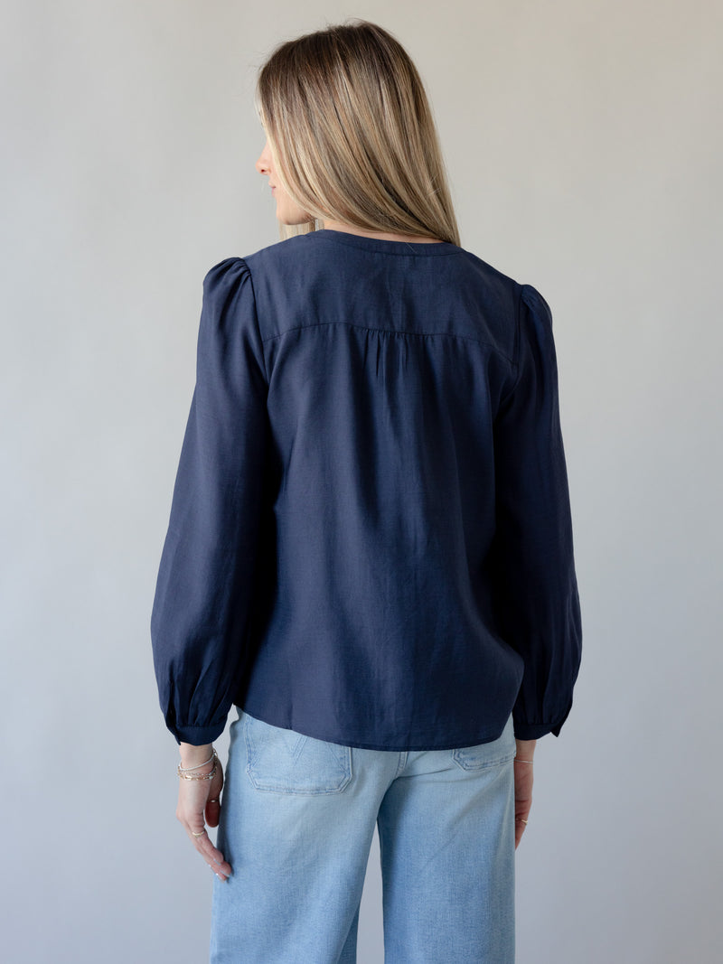 Elsbeth Navy Blouse