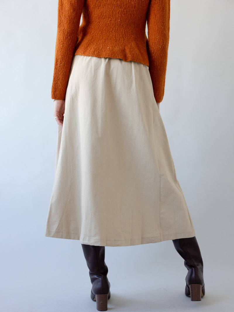 Agatha Khaki Midi Skirt