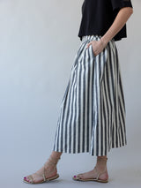 Grey Striped Midi Skirt