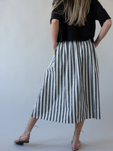 Grey Striped Midi Skirt