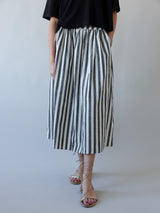 Grey Striped Midi Skirt