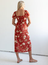 Janie Floral Dress - Rust