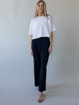 Navy Pleat Trouser