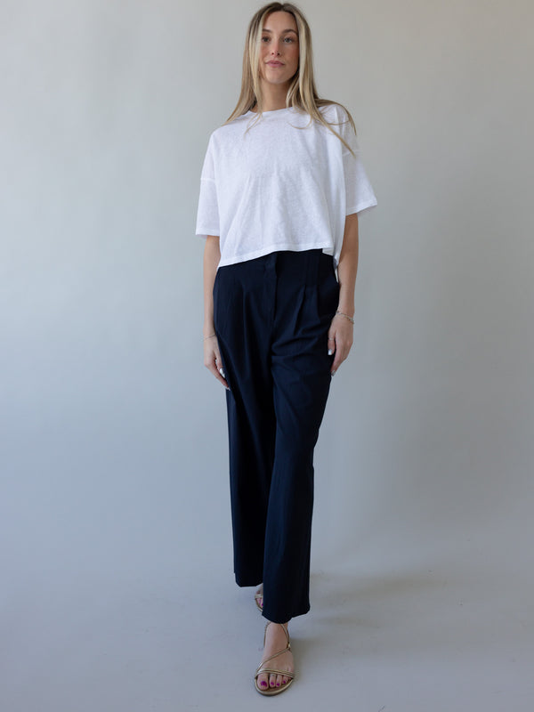 Navy Pleat Trouser