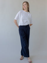 Navy Pleat Trouser