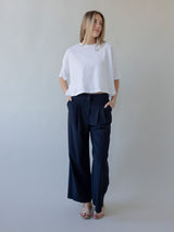 Navy Pleat Trouser