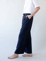 Navy Pleat Trouser