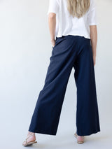 Navy Pleat Trouser