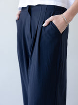 Navy Pleat Trouser