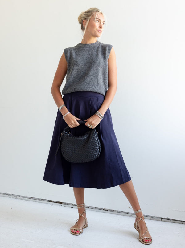 Addison Navy Midi Skirt