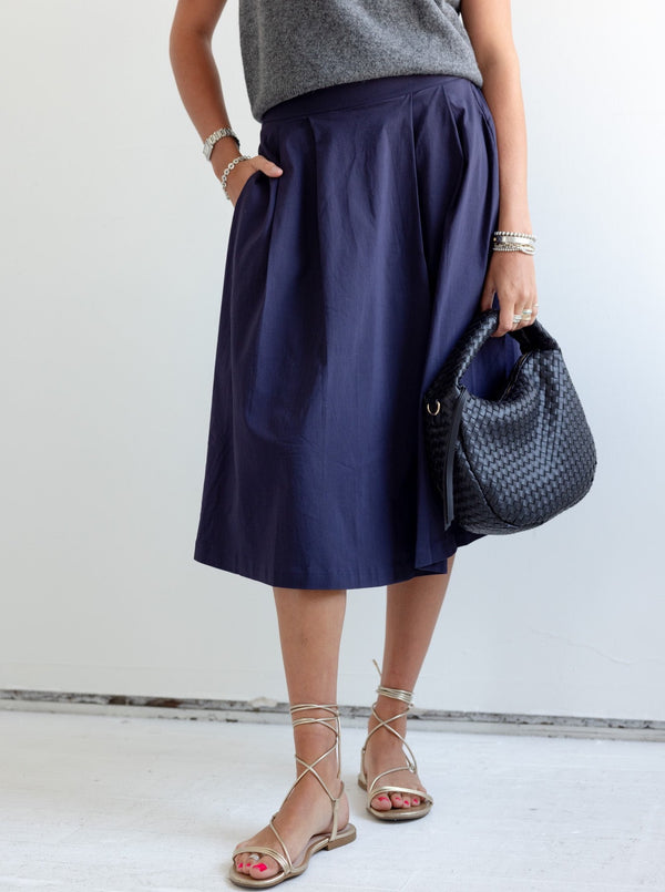 Addison Navy Midi Skirt