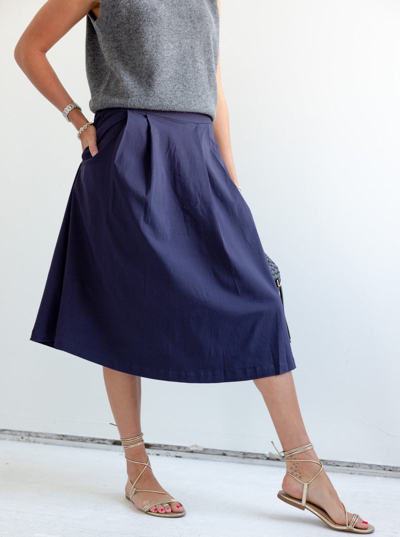 Addison Navy Midi Skirt