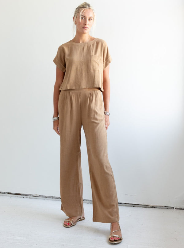 Tucker Linen Top - Brown